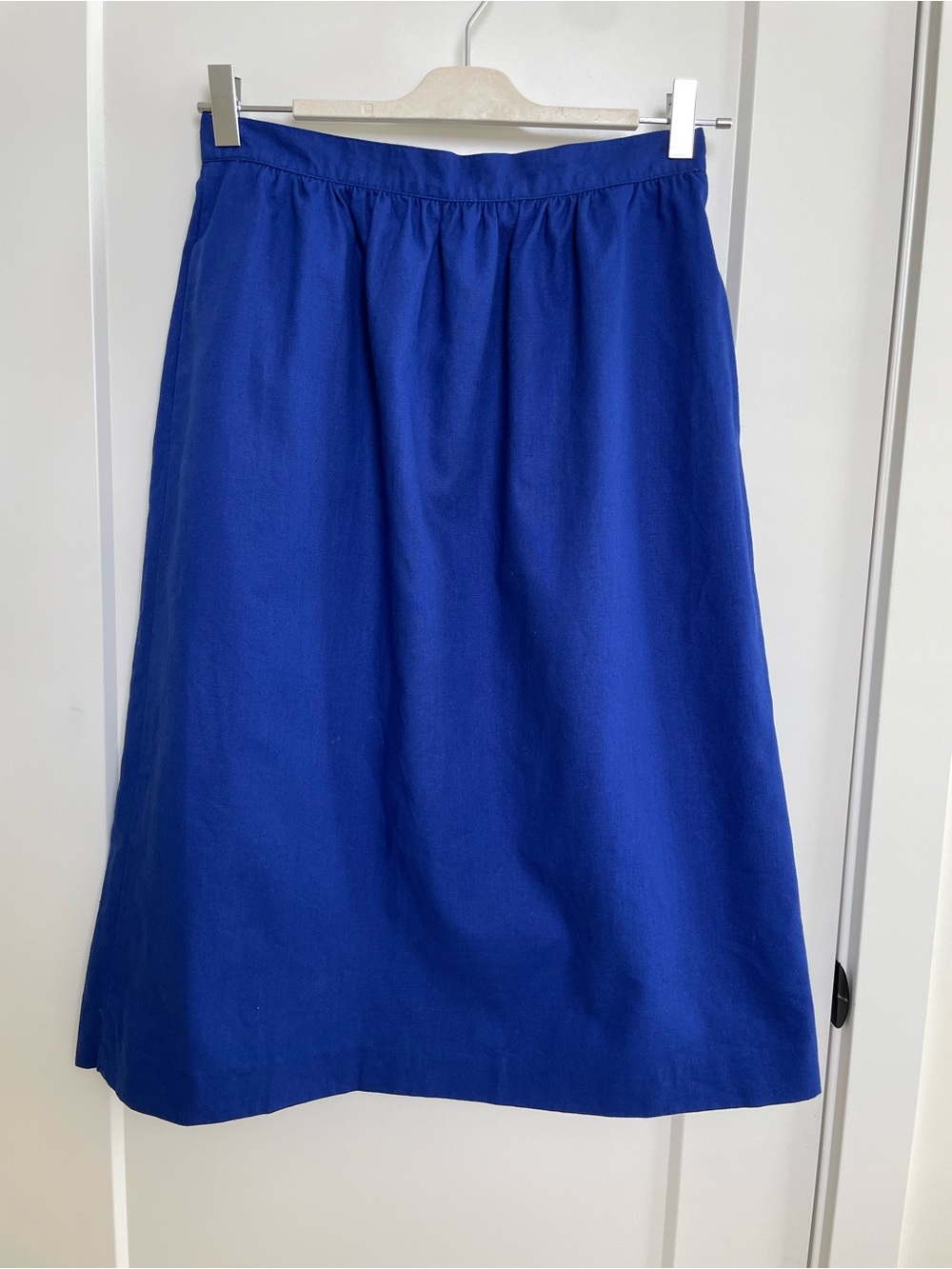 Vintage Leslie Fay Royal Blue Linen Blend Midi Skirt